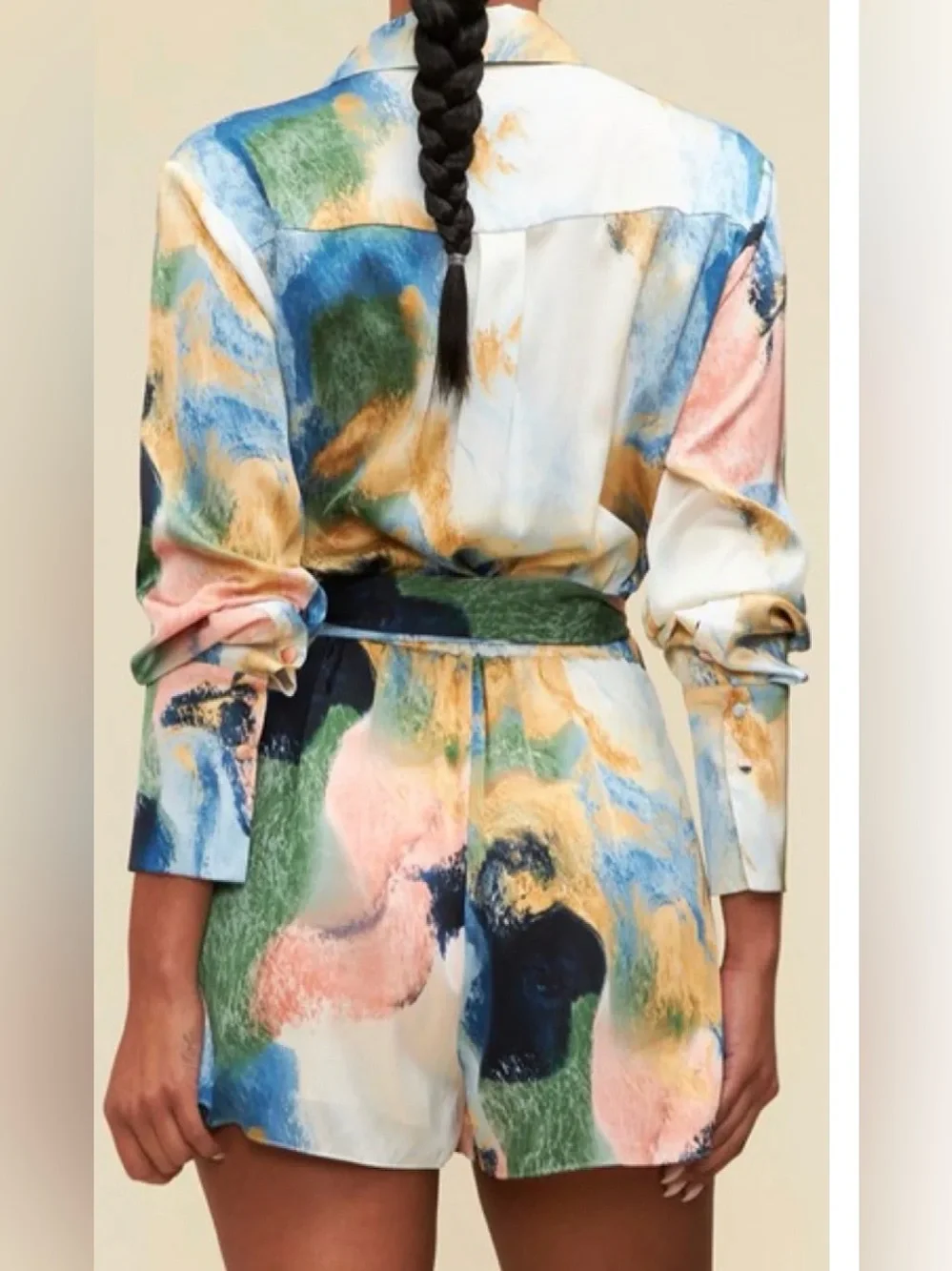 LUX X EL Floral Satin Top in Peach and Coral